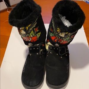 Ed hardy faux fur boots